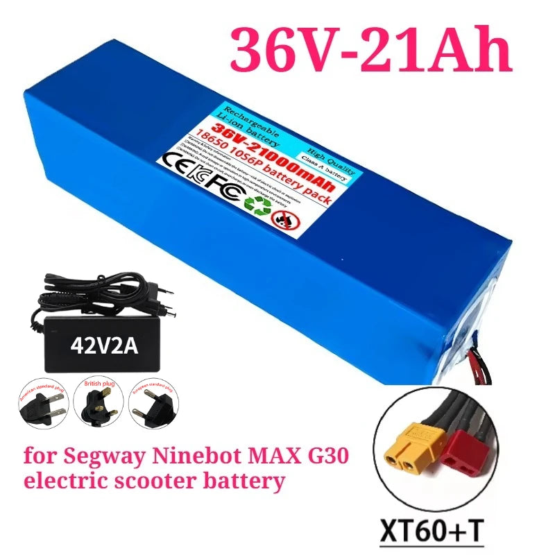 36V 21Ah Upgrade Replacement Battery for Segway Ninebot MAX G30 – 10S6P 18650 with BMS