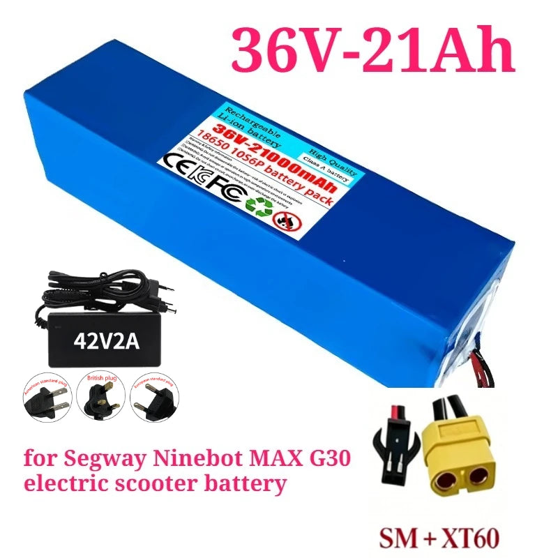 36V 21Ah Upgrade Replacement Battery for Segway Ninebot MAX G30 – 10S6P 18650 with BMS