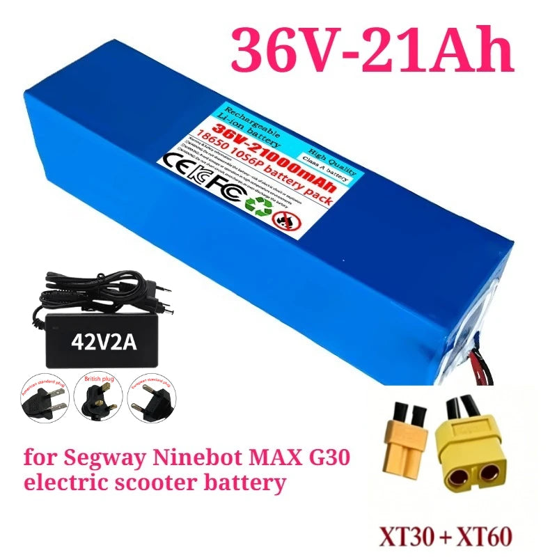 36V 21Ah Upgrade Replacement Battery for Segway Ninebot MAX G30 – 10S6P 18650 with BMS