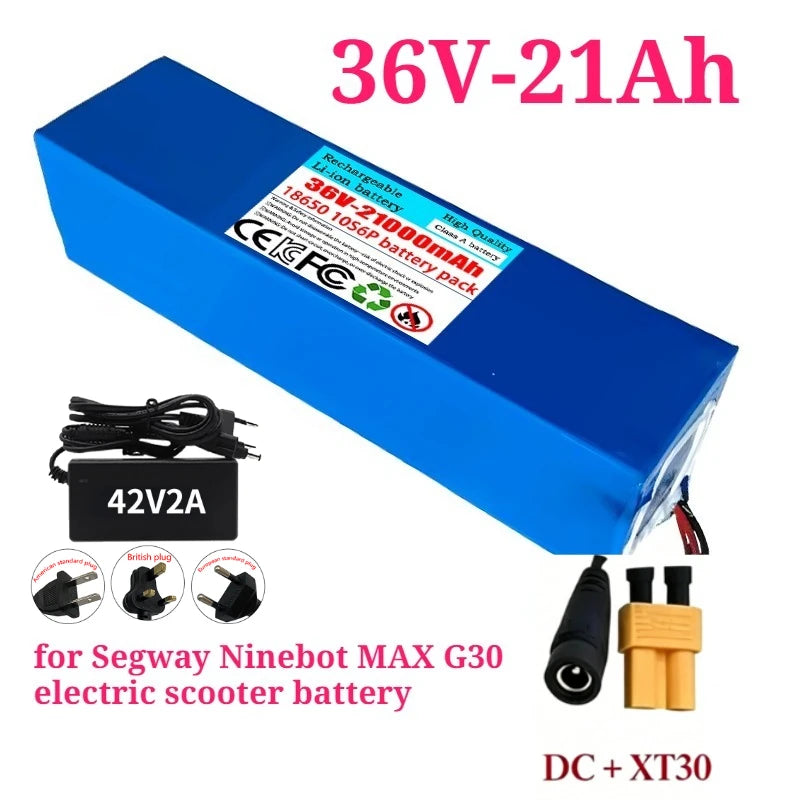 36V 21Ah Upgrade Replacement Battery for Segway Ninebot MAX G30 – 10S6P 18650 with BMS