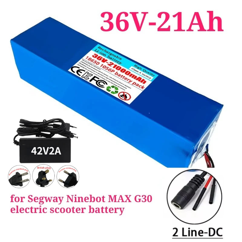 36V 21Ah Upgrade Replacement Battery for Segway Ninebot MAX G30 – 10S6P 18650 with BMS