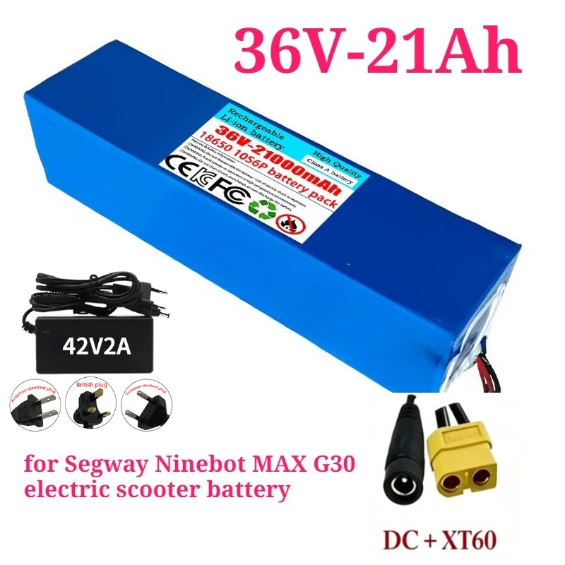 36V 21Ah Upgrade Replacement Battery for Segway Ninebot MAX G30 – 10S6P 18650 with BMS