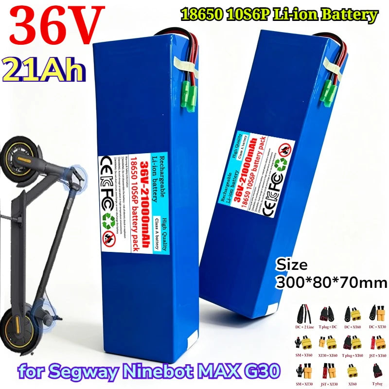 36V 21Ah Upgrade Replacement Battery for Segway Ninebot MAX G30 – 10S6P 18650 with BMS