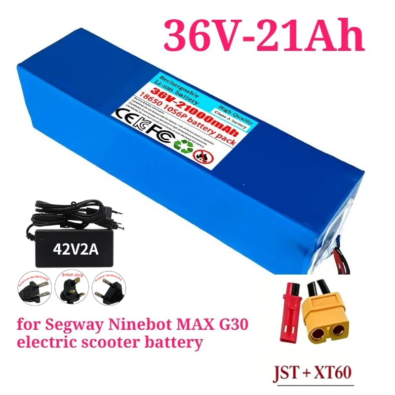 36V 21Ah Upgrade Replacement Battery for Segway Ninebot MAX G30 – 10S6P 18650 with BMS