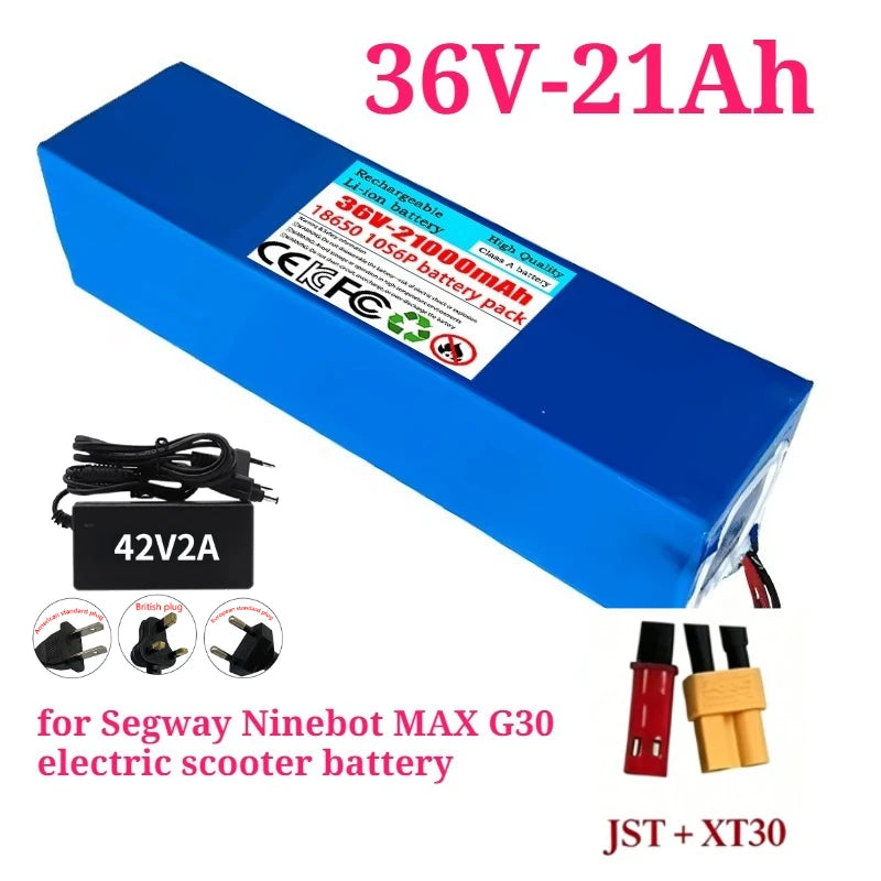 36V 21Ah Upgrade Replacement Battery for Segway Ninebot MAX G30 – 10S6P 18650 with BMS